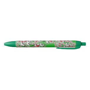 Schwarzer Tinte Pen Weihnachtsdesign Grün Weiß Kugelschreiber