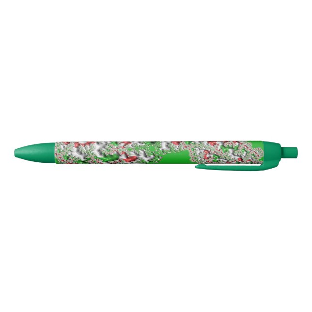Schwarzer Tinte Pen Weihnachtsdesign Grün Weiß Kugelschreiber (Unterseite)