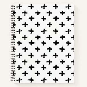 Schwarzer Tintenkreuz-Muster Notizbuch