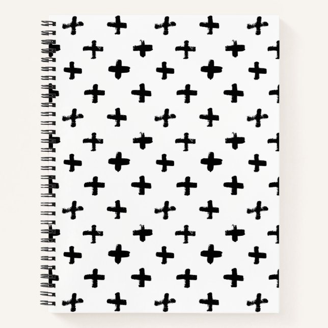 Schwarzer Tintenkreuz-Muster Notizbuch (Vorderseite)