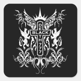 Schwarzer Tod 777 - Kreuz Quadratischer Aufkleber