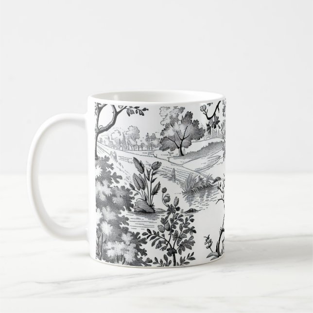 Schwarzer Toile-Abdruck Kaffeetasse (Links)