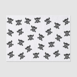 Schwarzer Totenkopf mit gekreuzter Knochen auf Seidenpapier