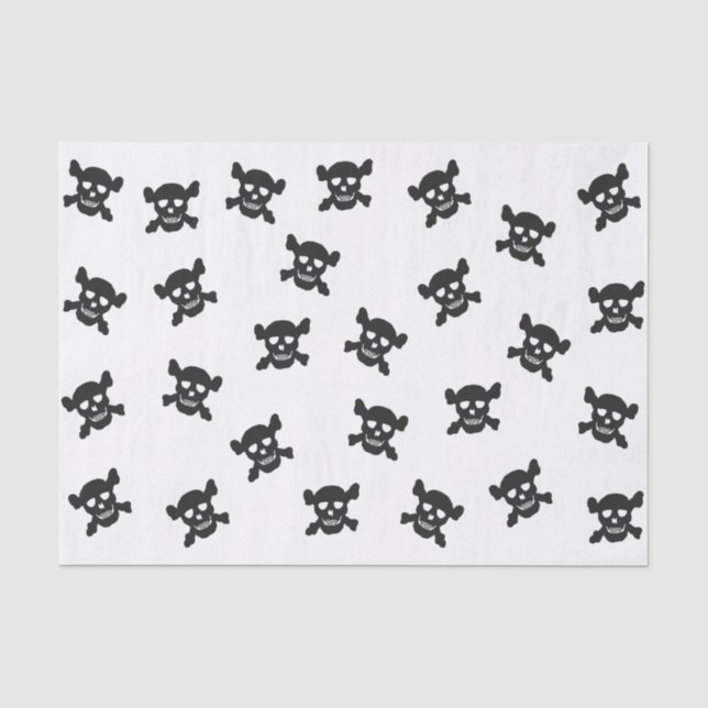 Schwarzer Totenkopf mit gekreuzter Knochen auf Seidenpapier (Vorderseite)
