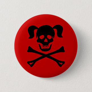 Schwarzer Totenkopf mit gekreuzter Knochen mit Button