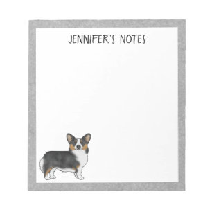 Schwarzer Tri Pembroke Welsh Corgi Hund und Text Notizblock