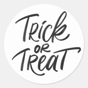 Schwarzer Trick oder Handschrift Halloween Runder Aufkleber