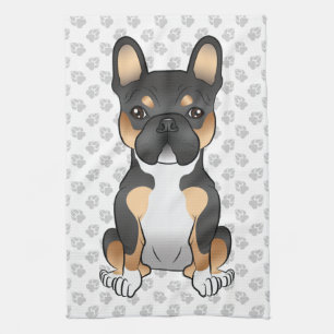 Schwarzer Tricolor Französische Bulldogge Frenchie Geschirrtuch