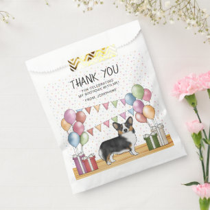 Schwarzer Tricolor Pembroke Corgi Geburtstag Danke Geschenktütchen