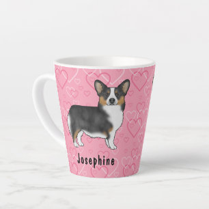 Schwarzer Tricolor Pembroke Welsh Corgi Herz Muste Milchtasse