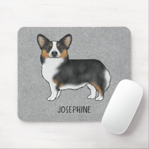 Schwarzer Tricolor Pembroke Welsh Corgi mit Namen Mousepad