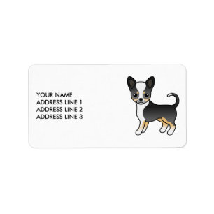 Schwarzer Tricolor-Weichling Chihuahua Niedlicher Adressaufkleber
