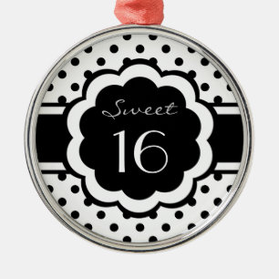 Schwarzer Tupfen des Bonbon-16 Silbernes Ornament