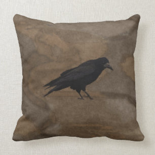 Schwarzer Turm britisches Corvid und rustikaler Kissen
