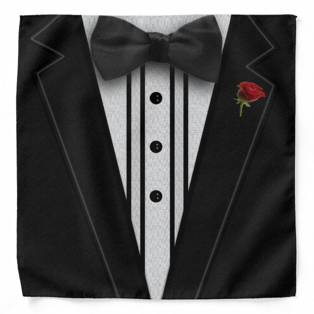 Schwarzer Tuxedo mit Bogen-Krawatte Kopftuch (Front)
