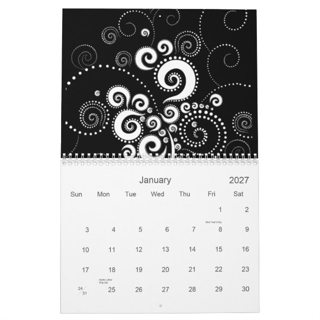 Schwarzer u. des Weiß-2012 Kalender (Jan 2027)