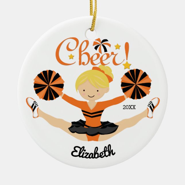 Schwarzer u. orange Beifall-blonde Keramikornament (Vorne)