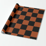 Schwarzer u. orange Checkered Quadrat-Büffel Geschenkpapier<br><div class="desc">kundenspezifisches Packpapier</div>