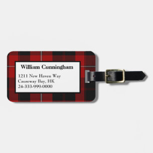 Schwarzer u. roter Cunningham Tartan-karierter Gepäckanhänger