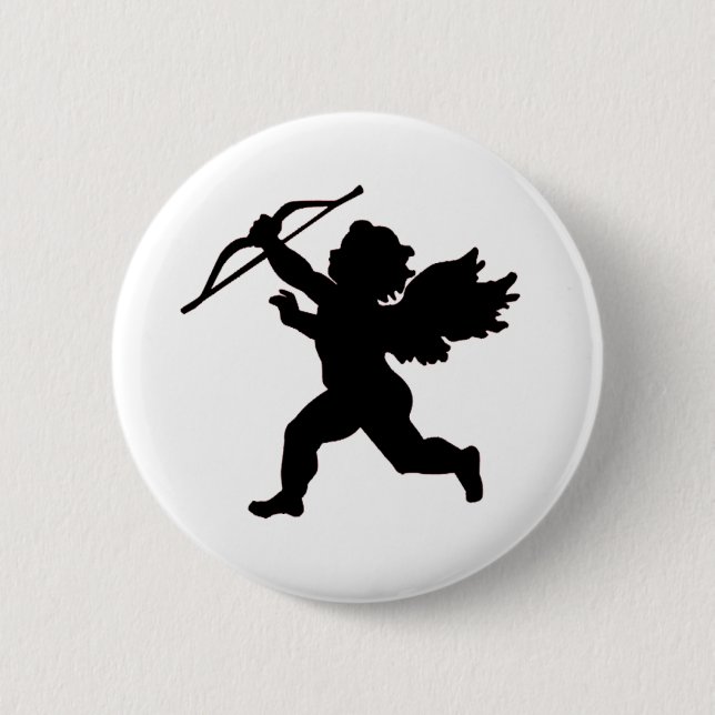 Schwarzer u. weißer Amor-Knopf Button (Vorderseite)