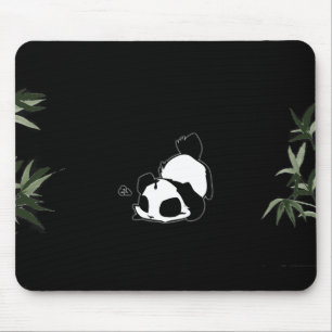 Schwarzer u. weißer chinesischer Panda - Schwarzes Mousepad