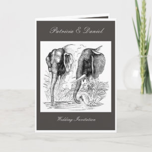 Schwarzer u. weißer Elefant-Hochzeit Einladung