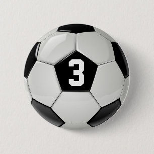 Schwarzer u. weißer Fußball-Jersey-Zahl-Knopf Button