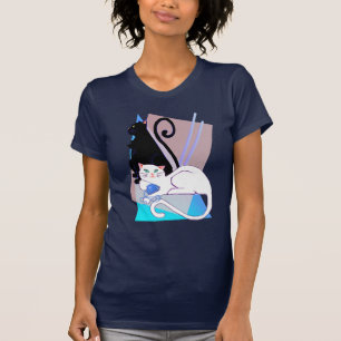 Schwarzer u. weißer Kätzchen-T - Shirt