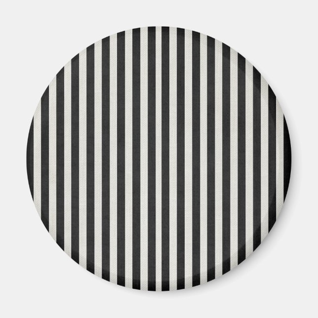 Schwarzer u. weißer Leinenblick-klassischer Magnet (Vorne)