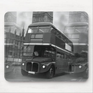 Schwarzer u. weißer London-Bus BWs u. Big Ben Mousepad