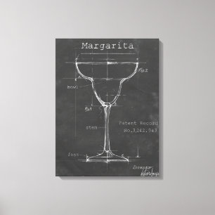 Schwarzer u. weißer Margarita-Glas-Plan Leinwanddruck