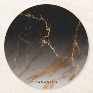 Schwarzer u. weißer Marmor Runder Pappuntersetzer