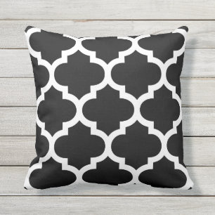 Schwarzer u. weißer Marokkaner Quatrefoil Kissen Für Draußen