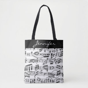 Schwarzer u. weißer Musiknoten Tasche