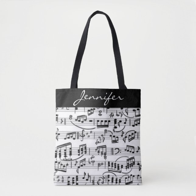 Schwarzer u. weißer Musiknoten Tasche (Vorderseite)
