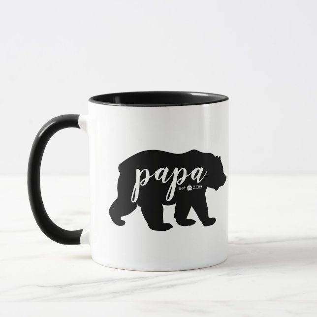 Schwarzer u. weißer Skript-Papa-Bär hergestelltes Tasse (Links)