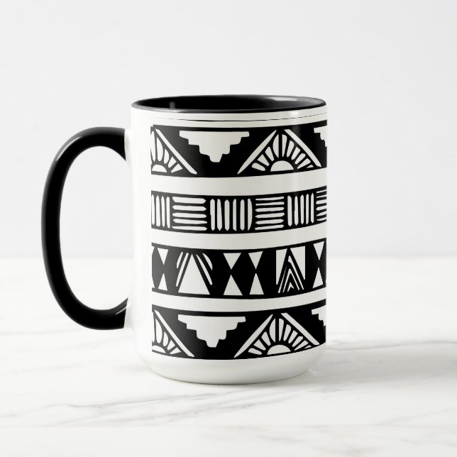 Schwarzer u. weißer Stammes- Druck-kombinierte Tasse (Links)