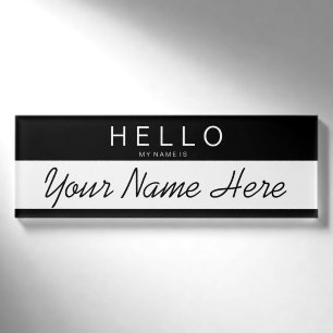 Schwarzer u. weißer Streifen "hallo mein Name Namenschild