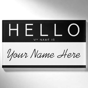 Schwarzer u. weißer Streifen "hallo mein Name Namenschild