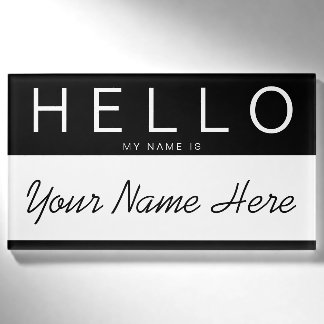 Schwarzer u. weißer Streifen "hallo mein Name Namenschild