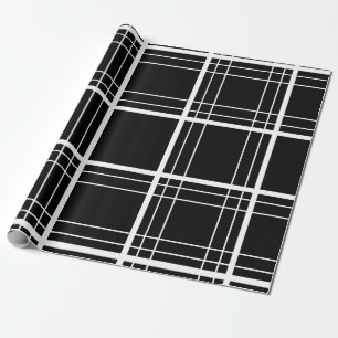Schwarzer u. weißer Tartan Geschenkpapier