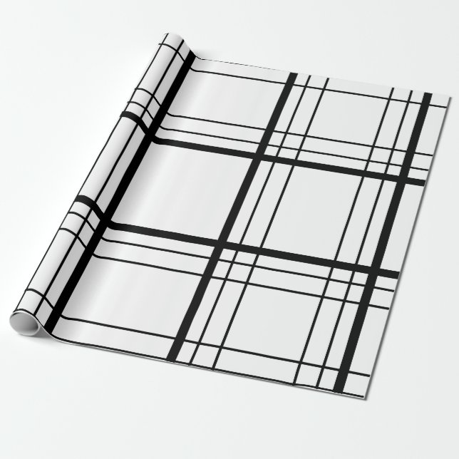 Schwarzer u. weißer Tartan Geschenkpapier (Ungerollt)