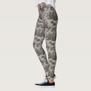 Schwarzer u. weißer Toile Druck Leggings