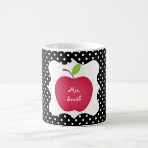 Schwarzer u. weißer Tupfen-roten Apple-Lehrers Kaffeetasse