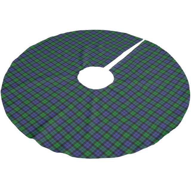 Schwarzer Uhr-MilitärTartan Polyester Weihnachtsbaumdecke (Schrägansicht)