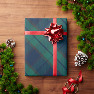Schwarzer Uhrtartan-kariertes klassisches blaues Geschenkpapier
