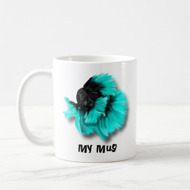 Schwarzer und Aquamariner Bettfisch Kaffeetasse (Links)