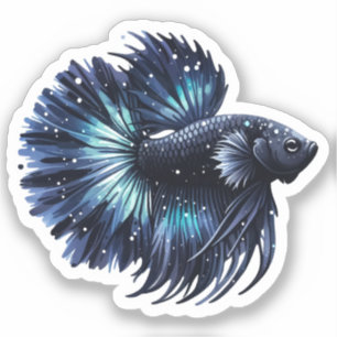 Schwarzer und Blauer Bettfisch Aufkleber