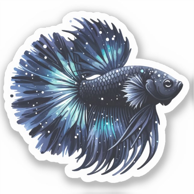 Schwarzer und Blauer Bettfisch Aufkleber (Vorderseite)