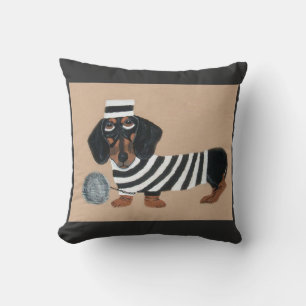 Schwarzer und Brauner Dachshund Leckerli Dieb Knas Kissen